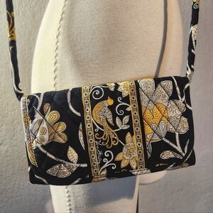 NWT VERA BRADLEY TRI-FOLD FLORAL BIRD CROSSBODY WALLET